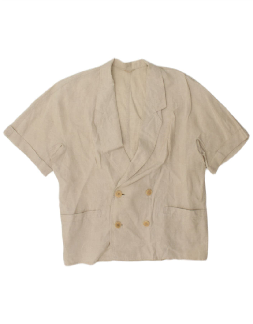 Max Mara Dame Dobbeltradet Blazer Jacket UK 14 Medium Beige