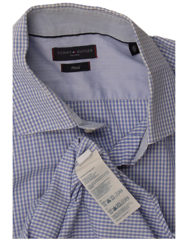 Tommy Hilfiger Herre skræddersyet pasform skjorte str. 41 16 Large Blue Gingham