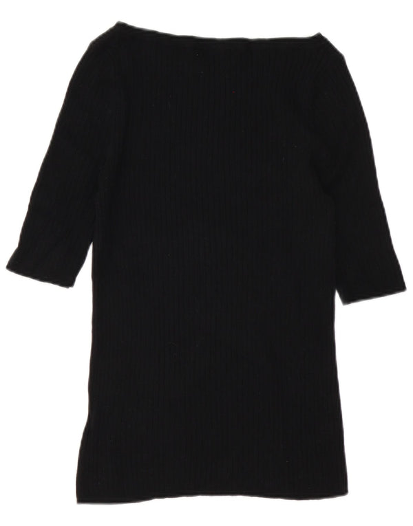 Marks & Spencer Dame Boat Neck Jumper Sweater UK 10 Small Black