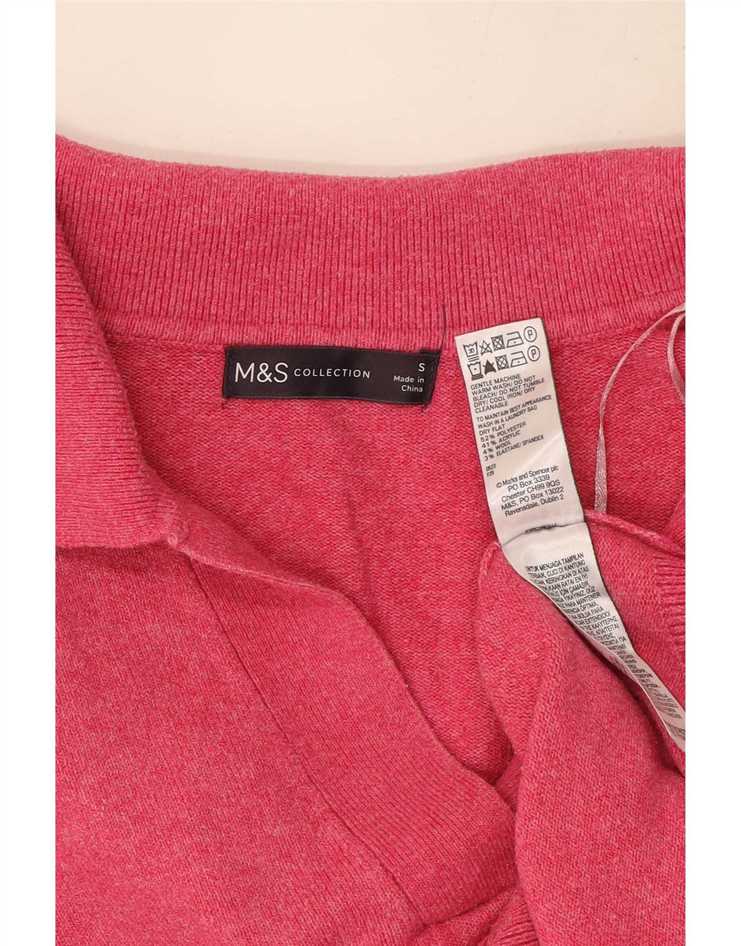 Marks & Spencer Dame Oversized Polo Neck Jumper Sweater UK 10 Small Pink