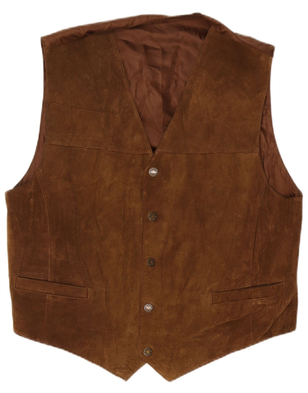 Vintage herre ruskindsvest IT 52 Stor brunt læder
