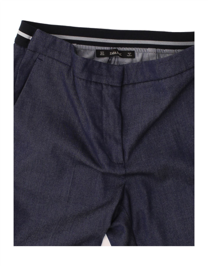 ZARA Womens Slim Chino Trousers Small W27 L27 Navy Blue Polyester Vintage Zara and Second-Hand Zara from Messina Hembry 