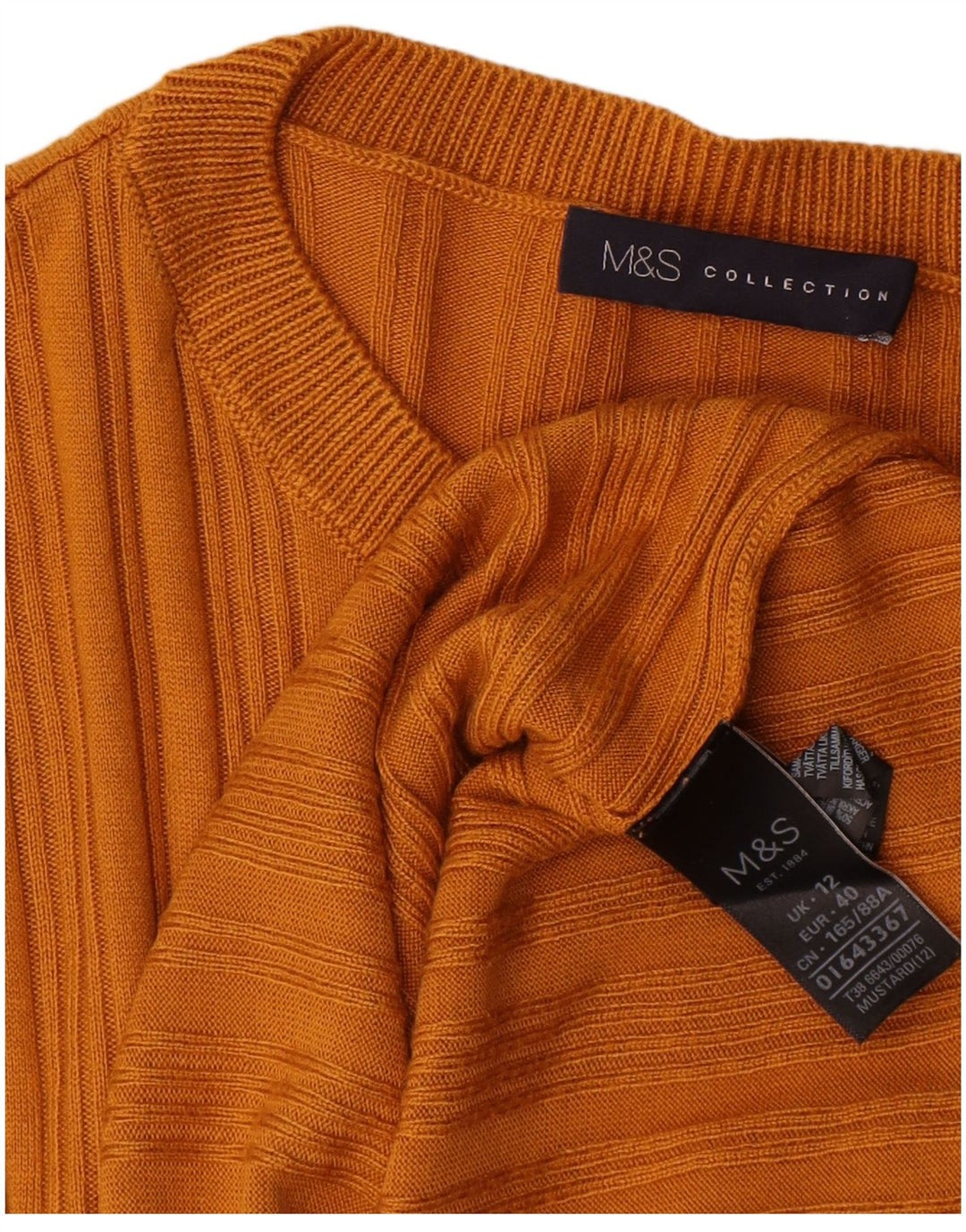 Marks & Spencer Dametop Langærmet UK 12 Medium Gul Akryl