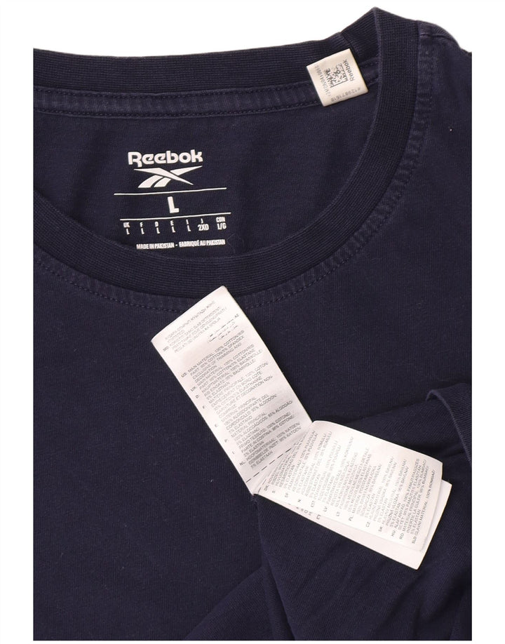 Reebok Herre T-Shirt Top Stor Marineblå Bomuld
