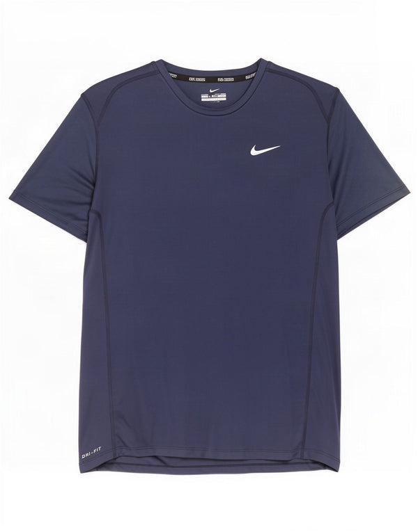 Nike herre Dri Fit T-shirt top XL marineblå polyester