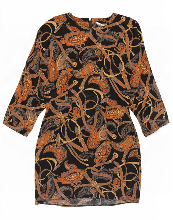 Perceptions Womens 3/4-ærmet Skedekjole UK 8 Small Black Paisley