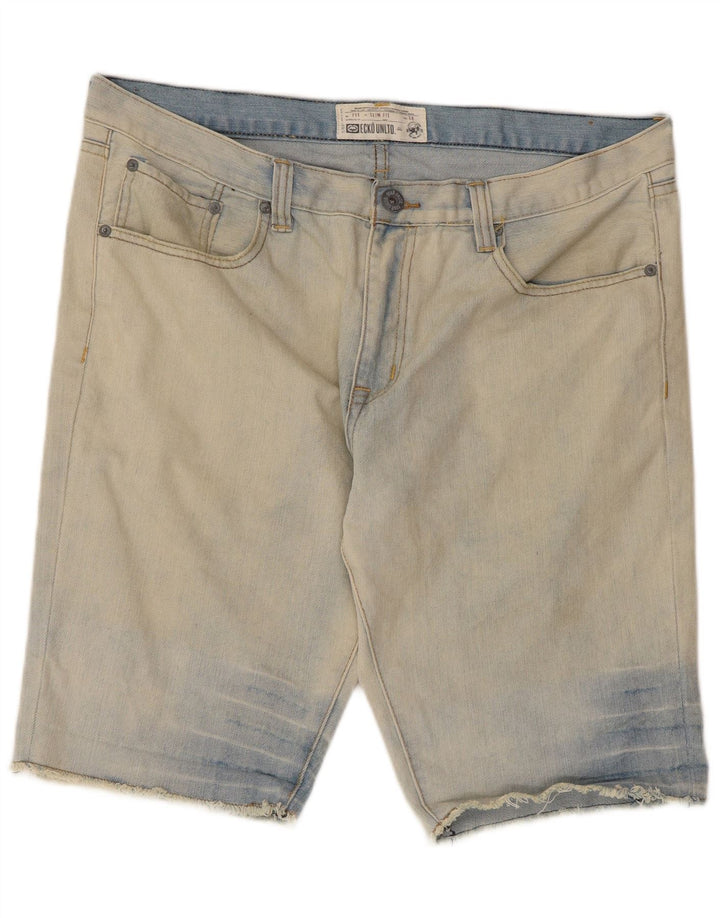 ECKO UNLTD Mens 711 Slim Fit Denim Shorts W36 Large Blue Cotton