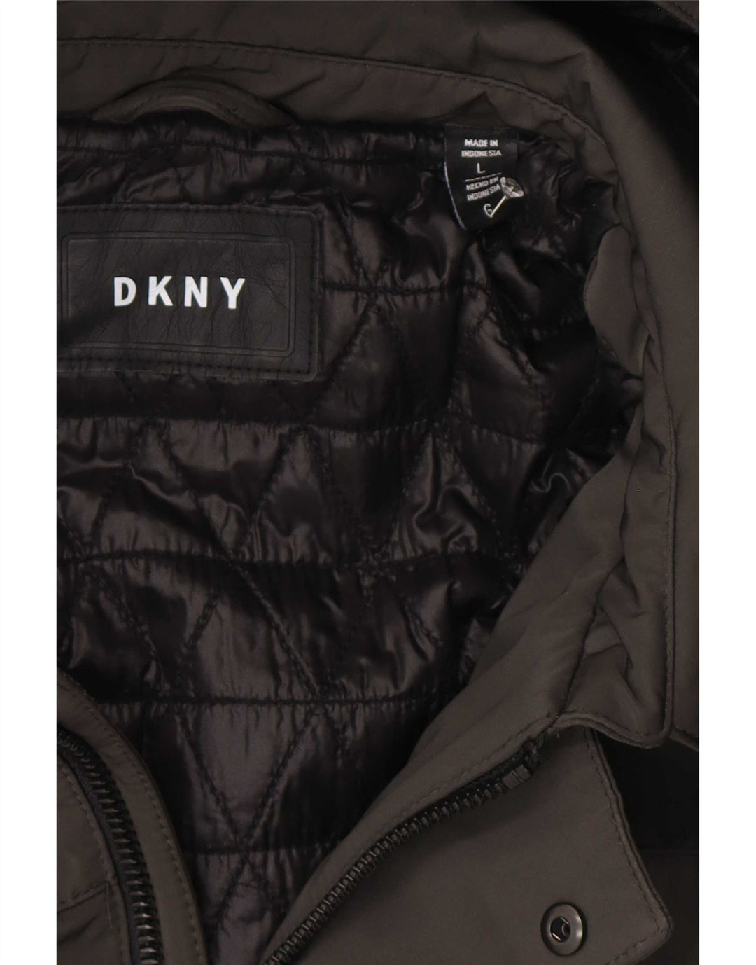 Dkny Herre Hætte Polstret Frakke UK 40 Stor Grå Polyester