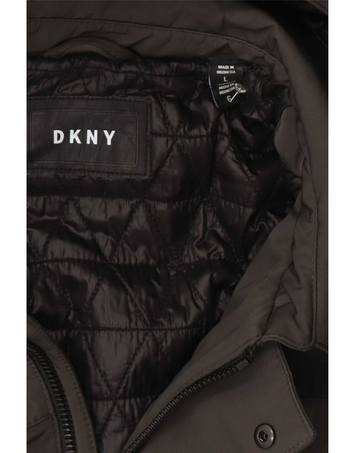 Dkny Herre Hætte Polstret Frakke UK 40 Stor Grå Polyester