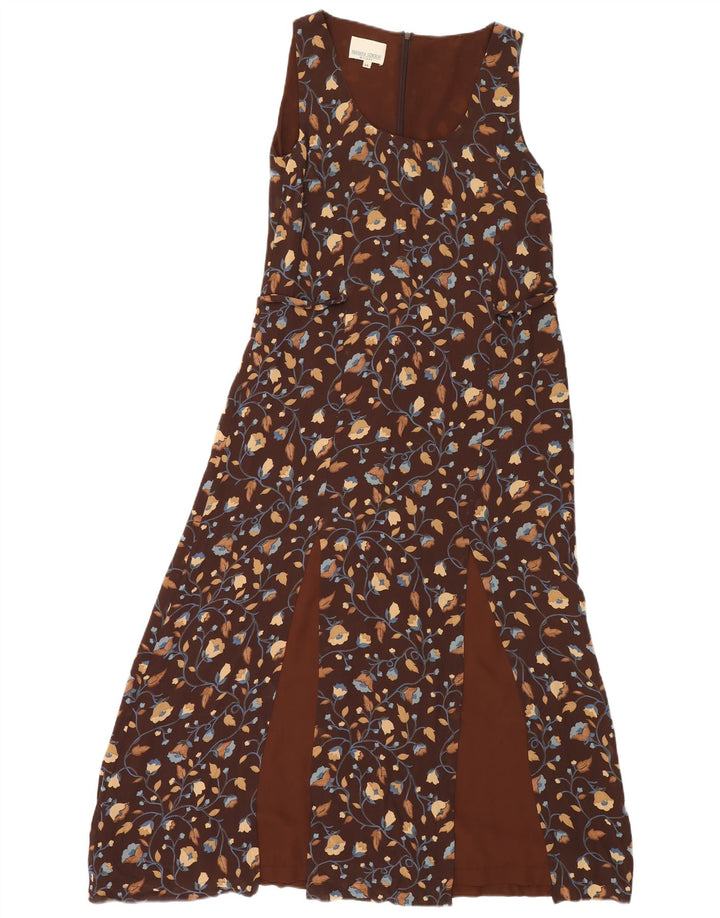 Vintage ærmeløs maxikjole til kvinder IT 44 Medium Brown Floral