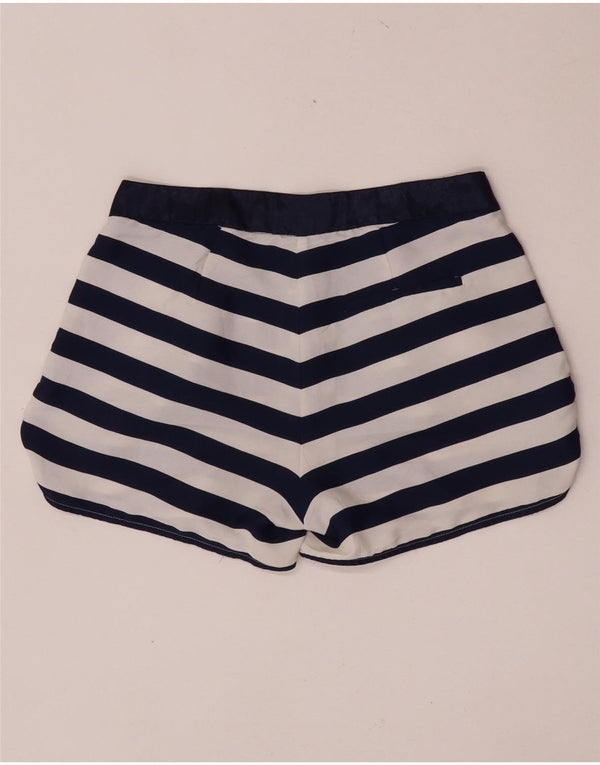 Zara Chino Shorts til kvinder Small W26 Marineblå stribet polyester