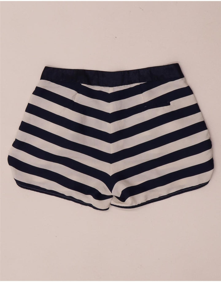 Zara Chino Shorts til kvinder Small W26 Marineblå stribet polyester