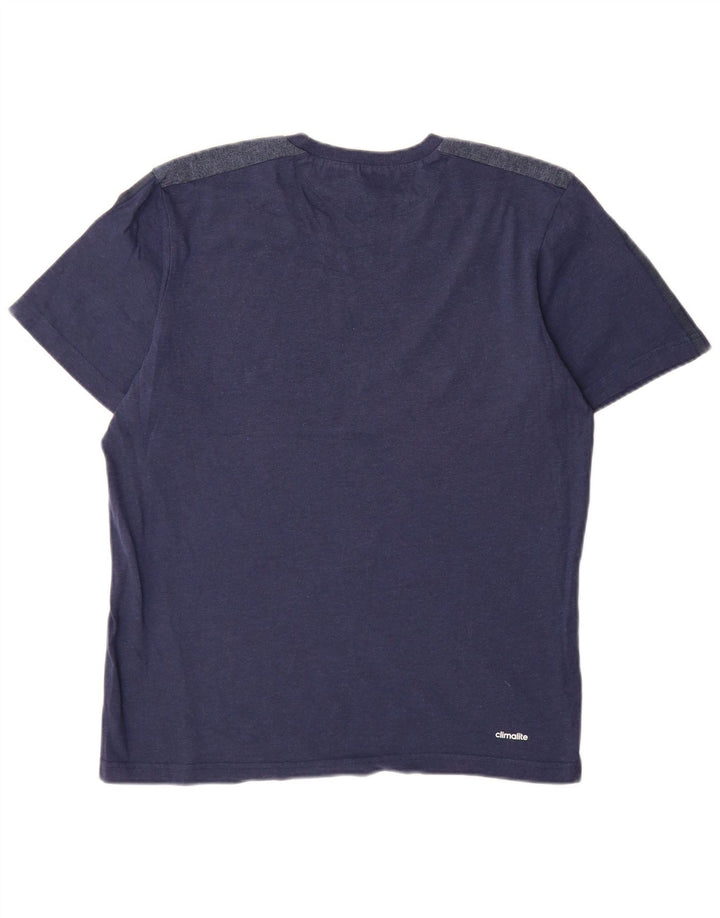 Adidas Herre Climalite T-Shirt Top Medium Marineblå Bomuld