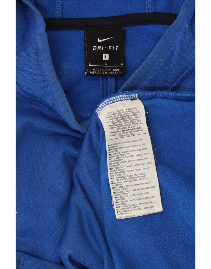 Nike Herre Dri Fit Grafisk Hoodie Jumper Large Blue Colourblock Polyester
