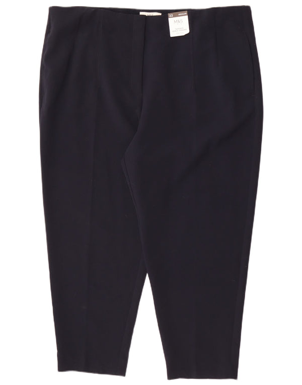 Marks & Spencer, højtaljede cropped bukser til kvinder UK 22 3XL W42 L26 Navy B
