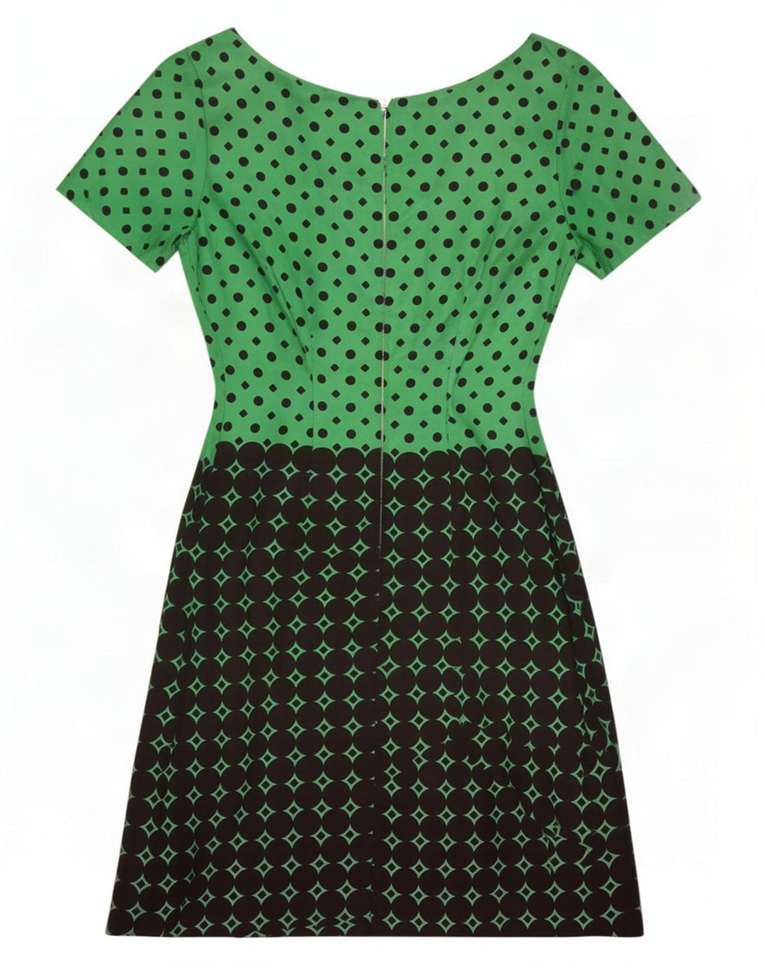 Vintage dameskedekjole IT 44 Medium Green Colourblock