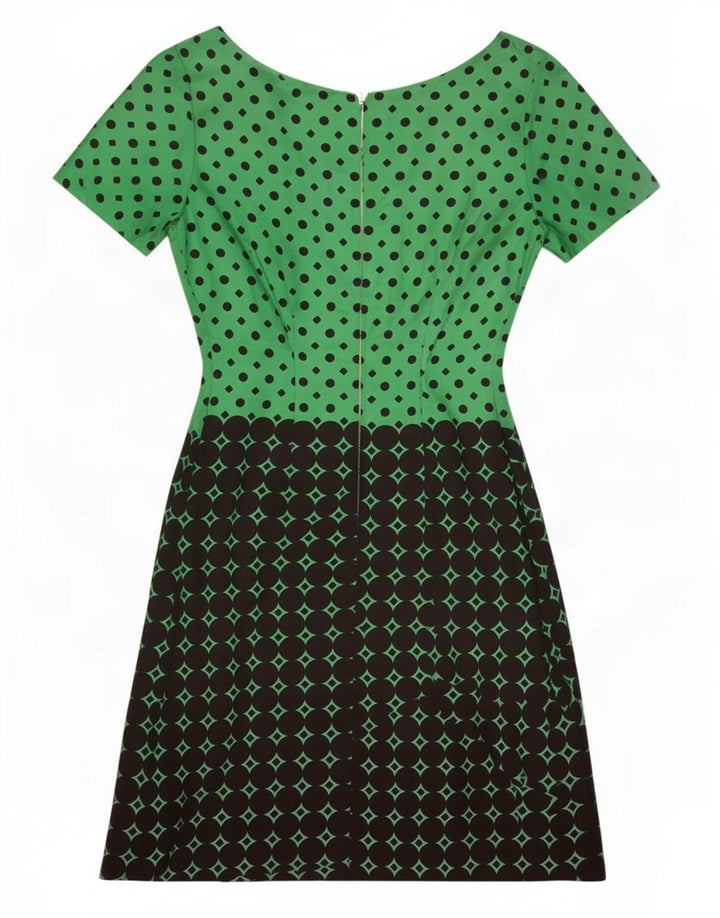 Vintage dameskedekjole IT 44 Medium Green Colourblock