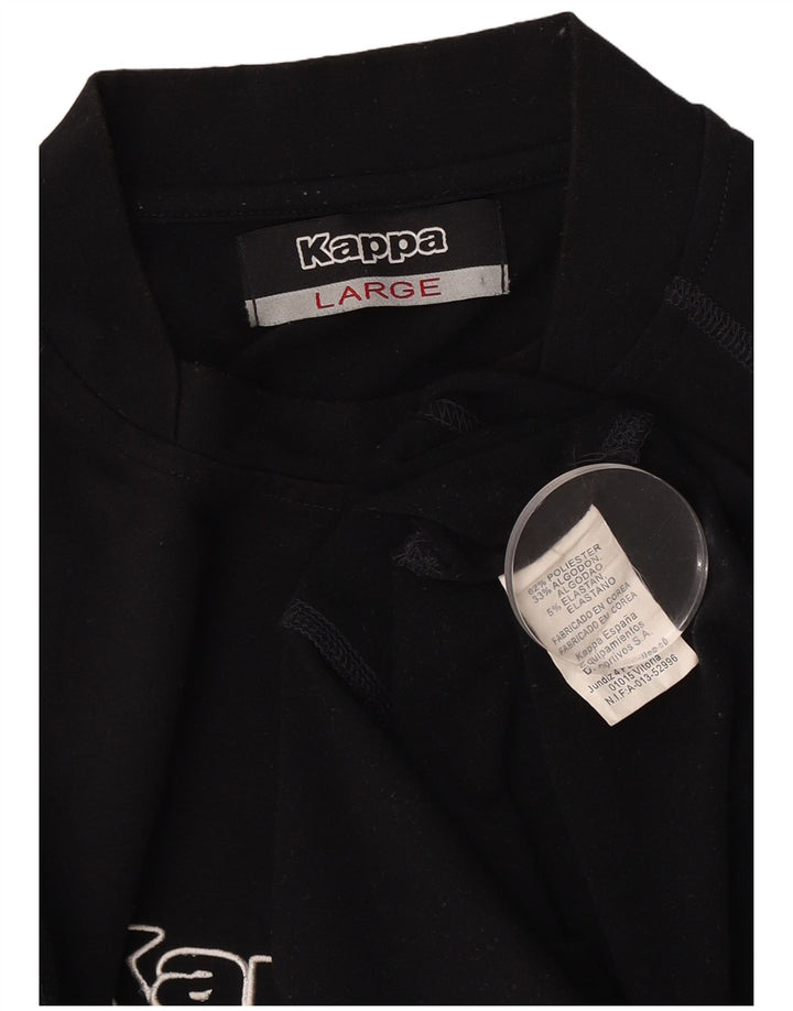 Kappa Herre Grafisk T-Shirt Top Stor Sort Polyester