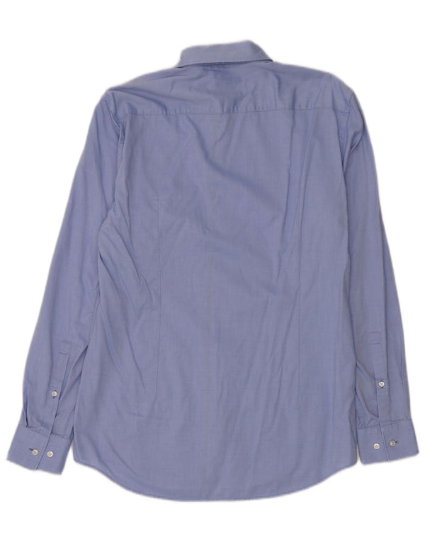 Hugo Boss Herre Slim Fit Skjorte Størrelse 39 15 1/2 Medium Blå Bomuld