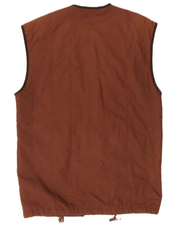 Vintage Dame Oversized Gilet UK 10 Small Brown Bomuld