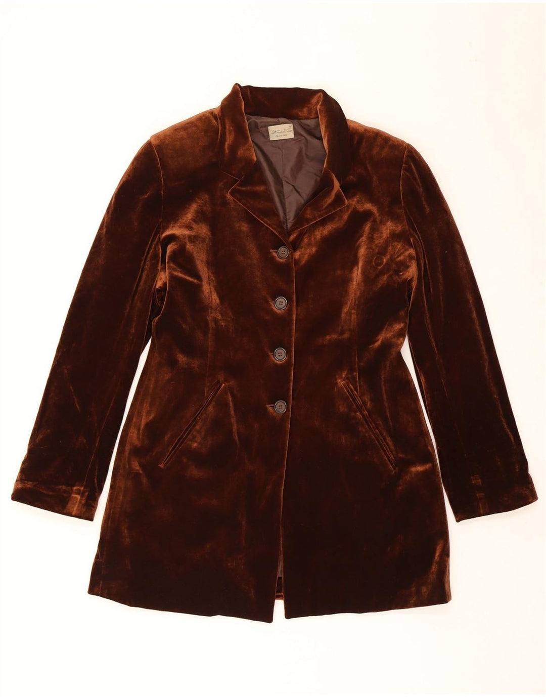 Vintage dame velour 1-knap blazerjakke UK 14 Medium Brown Classic