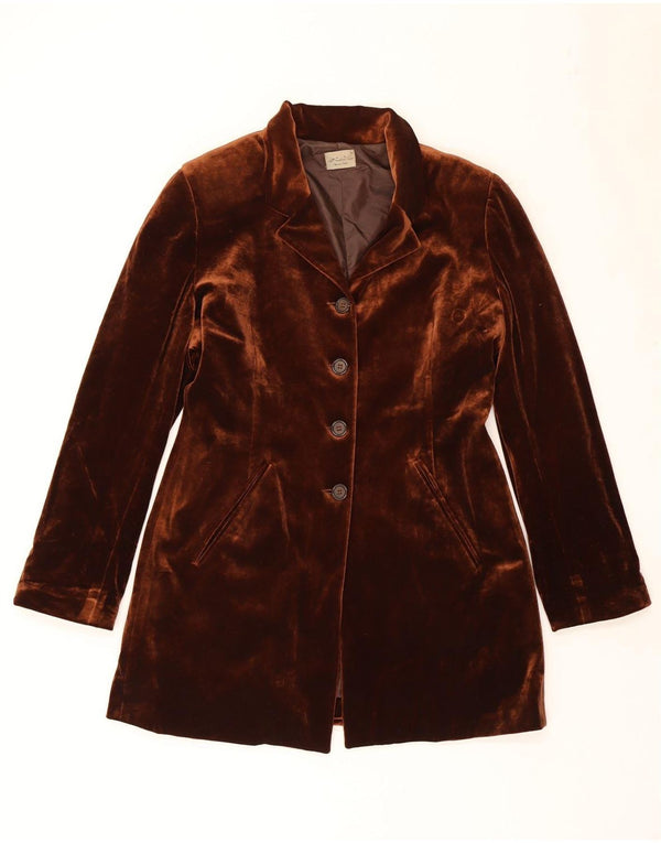Vintage dame velour 1-knap blazerjakke UK 14 Medium Brown Classic