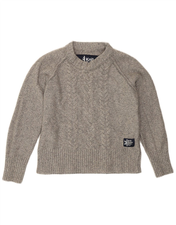 Superdry Sweater med rund hals til kvinder UK 10 Lille grå uld