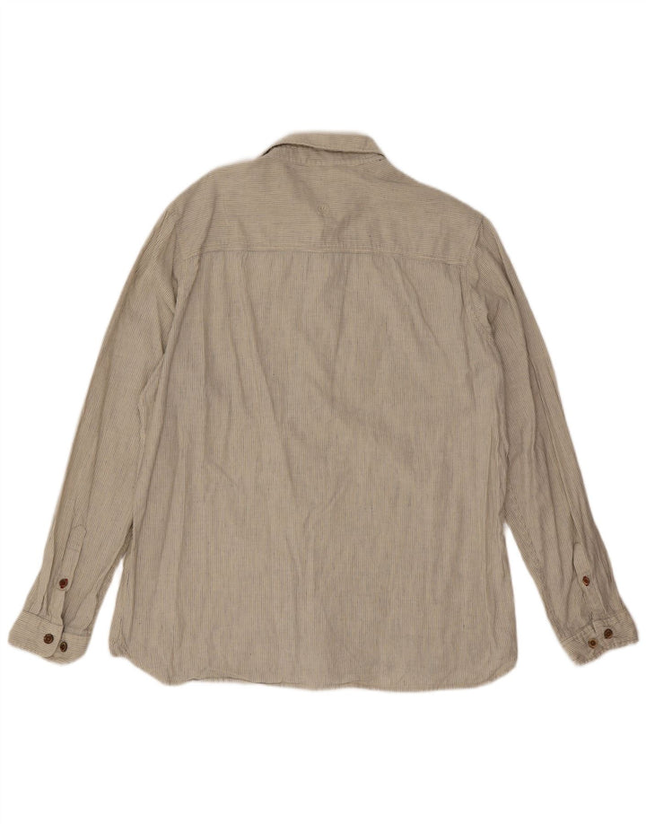 Fat Face Herreskjorte Stor Beige Pinstripe Linen