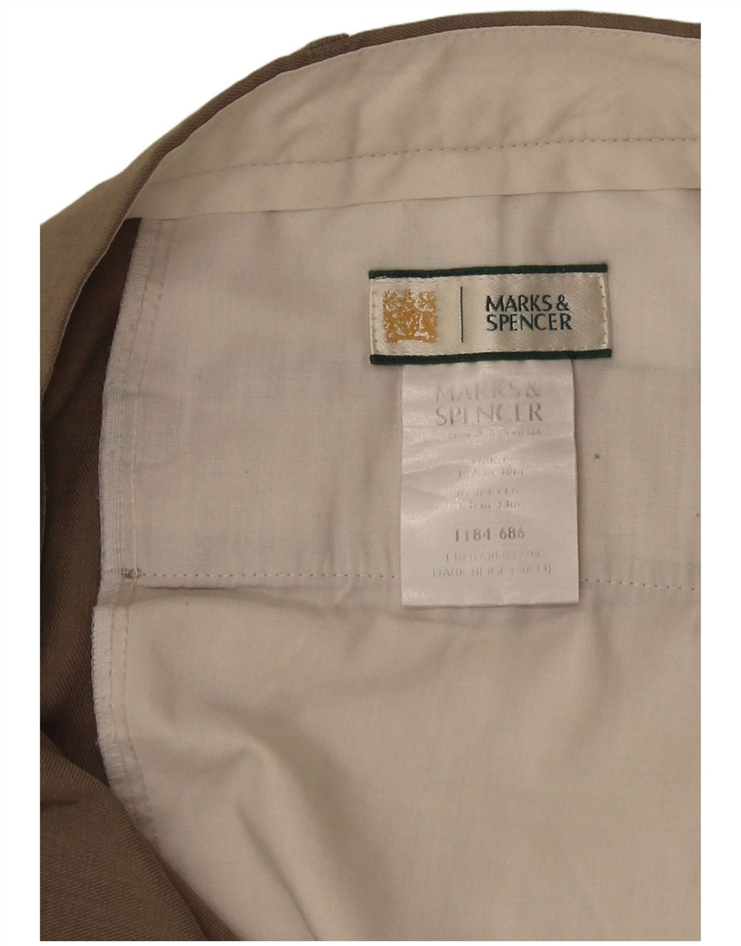 Marks & Spencer Herre Pegged Suit Bukser W40 L32 Khaki Polyester