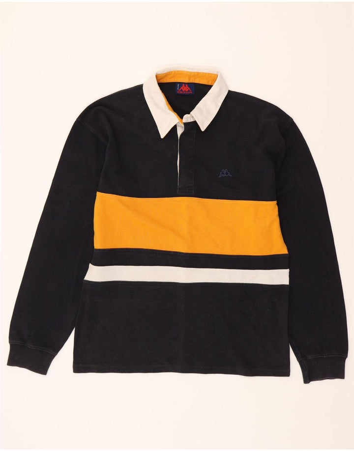 KAPPA Langærmet Rugby Polo Shirt til mænd XL Navy Blue Colourblock