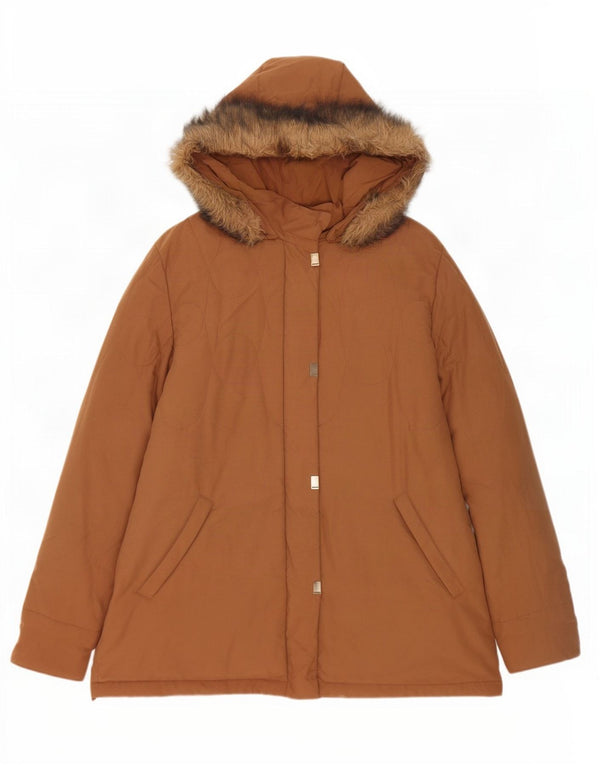 Marks & Spencer Dame Hætte Oversized Parka Jacket UK 18 XL Brun