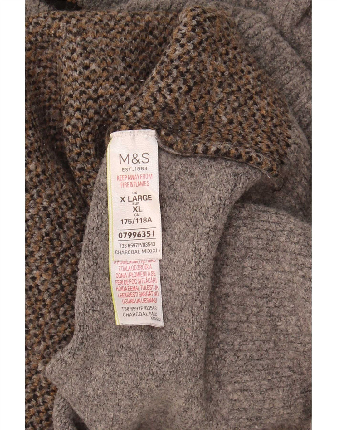 Marks & Spencer Dame Turtle Neck Jumper Sweater UK 18 XL Grå