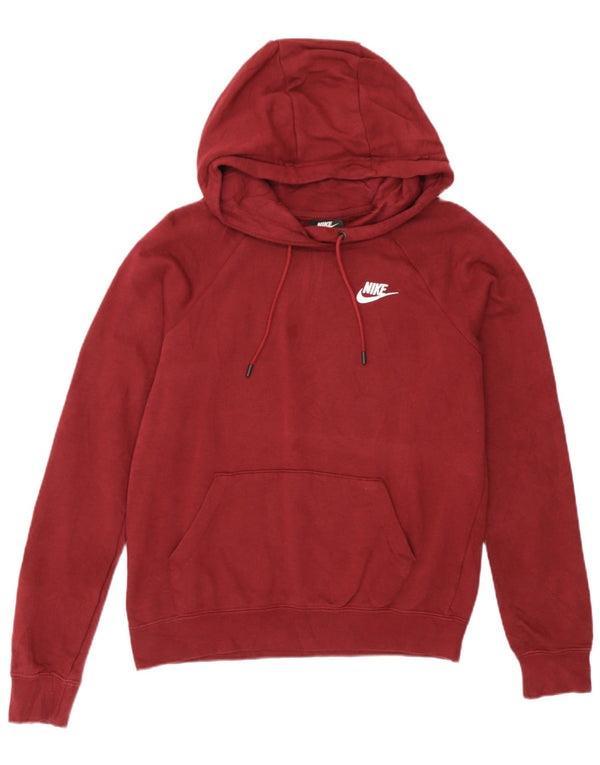 Nike Dame Oversized Hoodie Jumper UK 6 XS Bourgogne bomuld