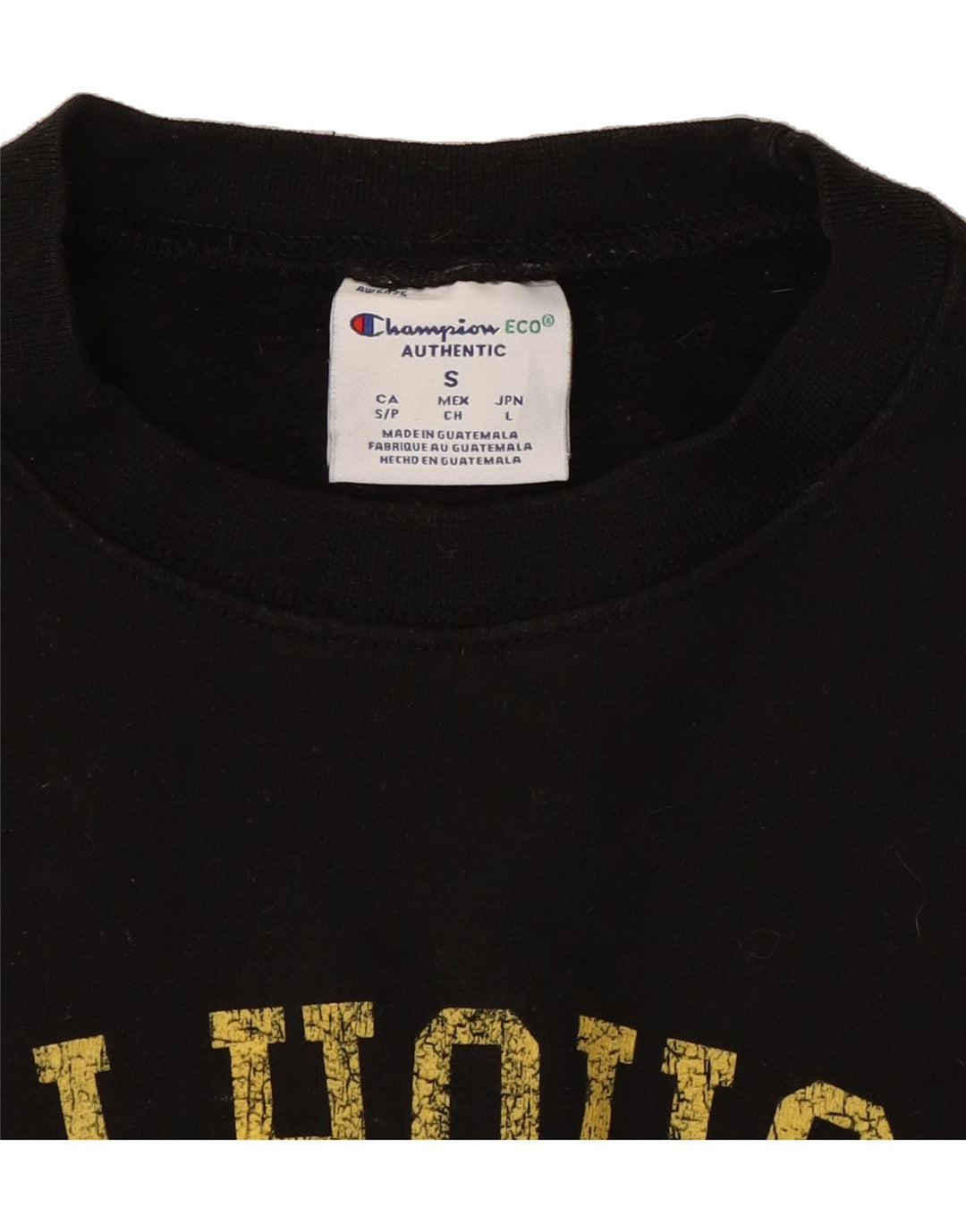 CHAMPION Womens Graphic Sweatshirt Jumper UK 10 Small Black Vintage Champion and Second-Hand Champion from Messina Hembry 