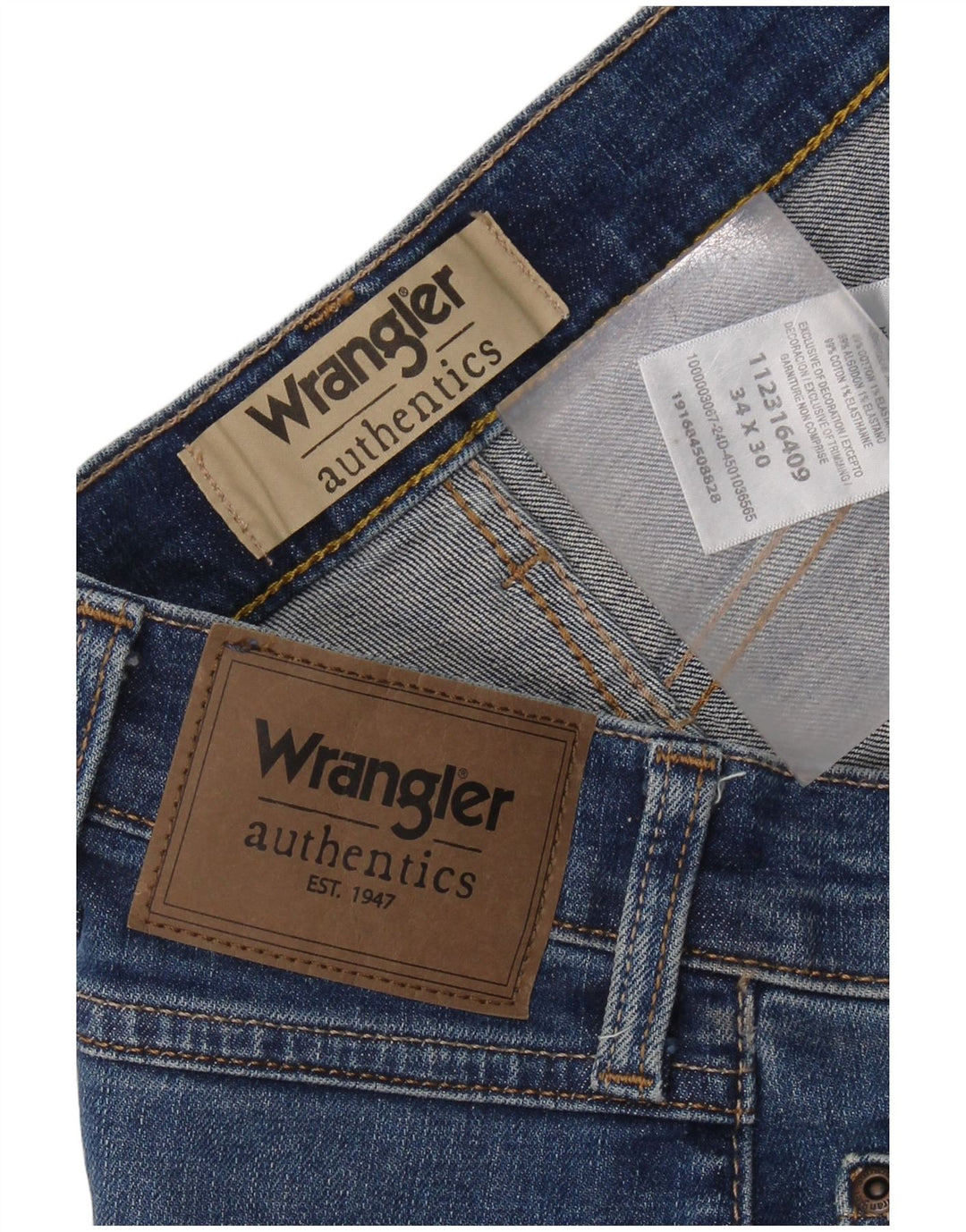 WRANGLER Straight jeans til mænd W34 L30 blå bomuld