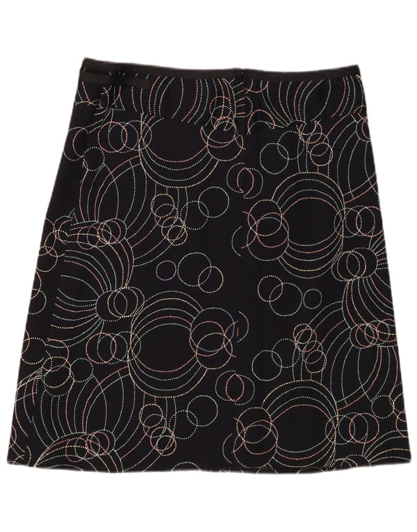 Topshop Dame A-Line nederdel UK 12 Medium W32 Sort Geometrisk Bomuld