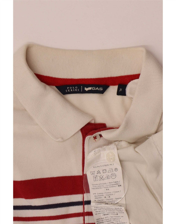 Gas Poloshirt til mænd XL Hvidstribet bomuld