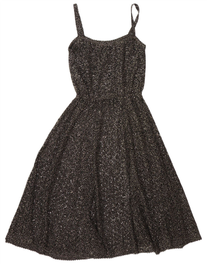 Vintage solkjole til kvinder UK 10 Small Black Flecked