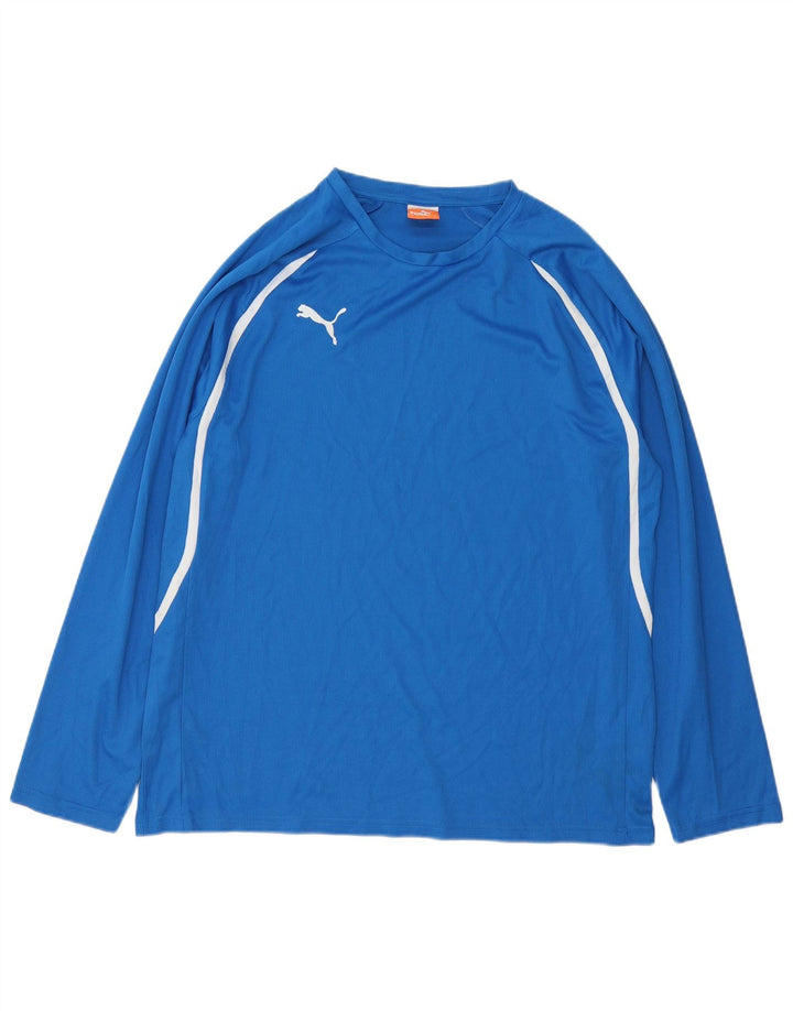 Puma Herre Top Langærmet Stor Blå Stribet Polyester