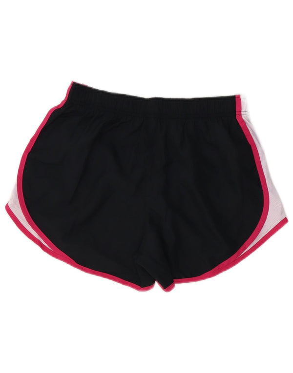 NIKE Dri Fit sportsshorts til kvinder UK 8 Small Black Colourblock Polyester