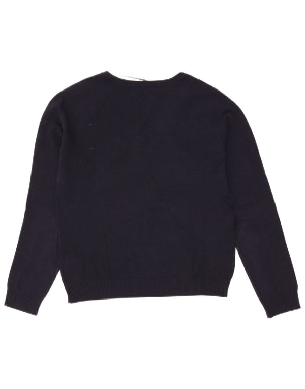 Zara Dame V-hals sweater UK 14 Stor marineblå bomuld