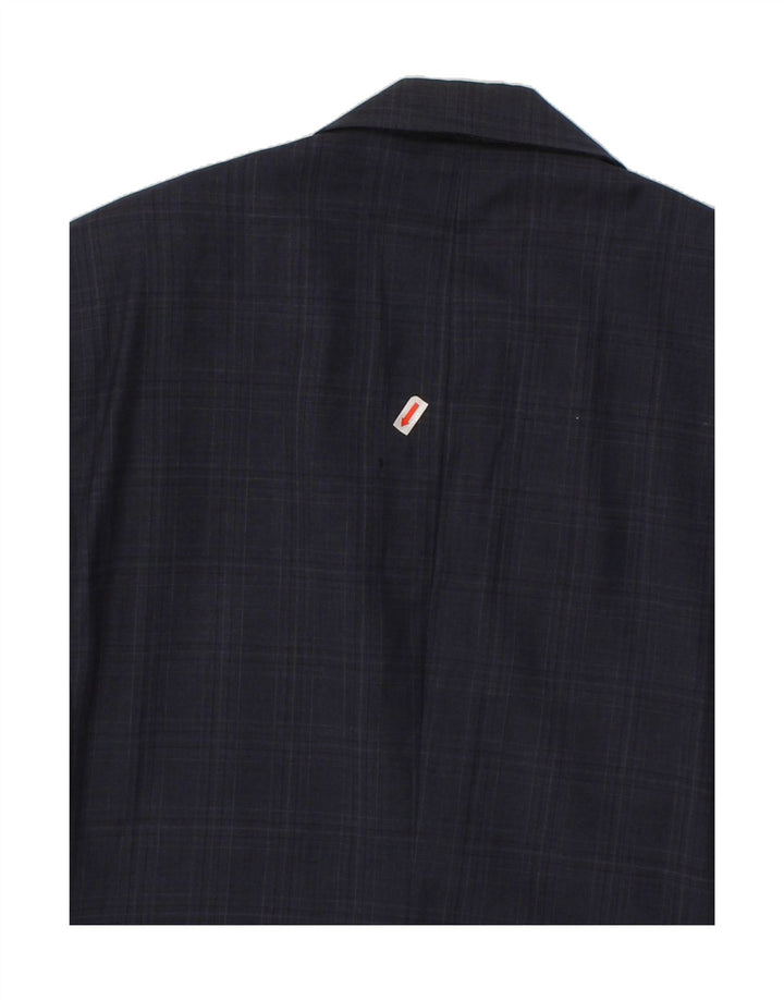 REISS Mens 1 Button Blazer Jacket UK 38 Medium Navy Blue Check Wool Vintage Reiss and Second-Hand Reiss from Messina Hembry 
