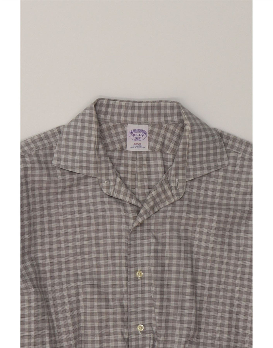 BROOKS BROTHERS Mens 346 Slim Fit Shirt Size 16 1/2 Large Grey Check Vintage Brooks Brothers and Second-Hand Brooks Brothers from Messina Hembry 