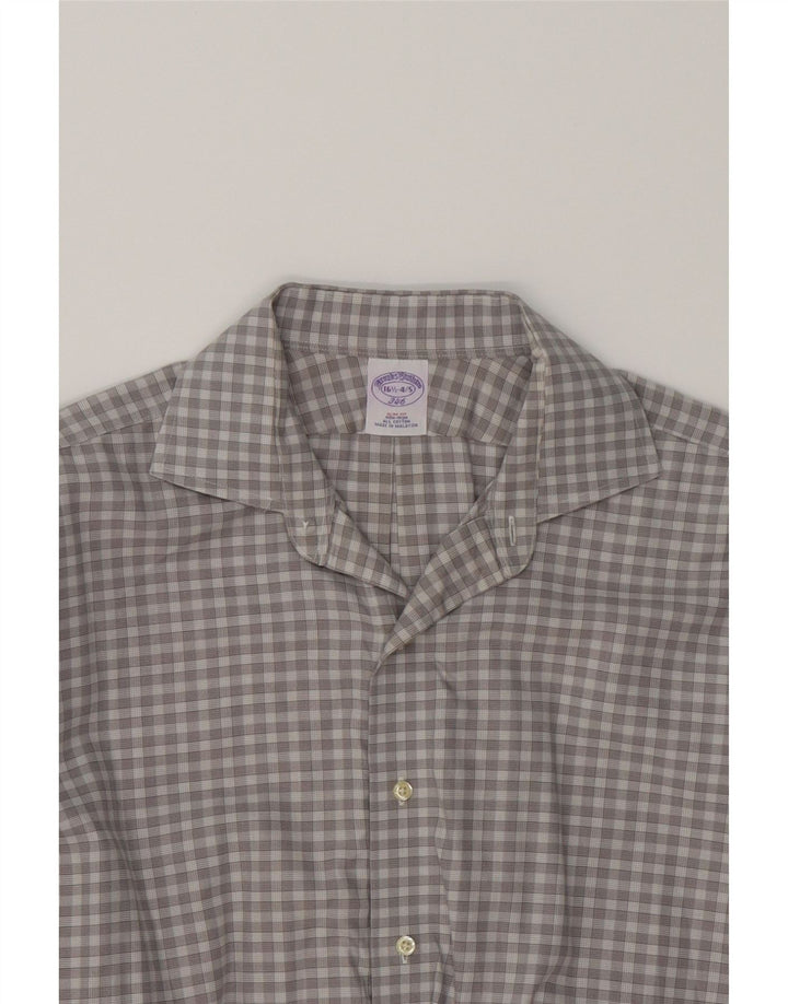 BROOKS BROTHERS Mens 346 Slim Fit Shirt Size 16 1/2 Large Grey Check Vintage Brooks Brothers and Second-Hand Brooks Brothers from Messina Hembry 