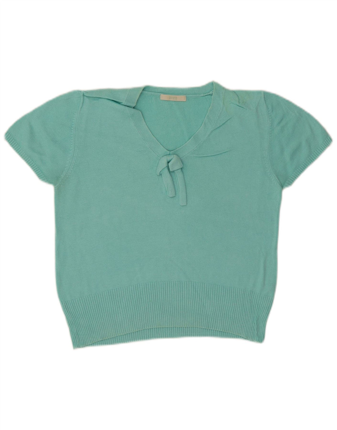 Marks & Spencer Dame Crop V-hals sweater UK 12 Medium Turkis