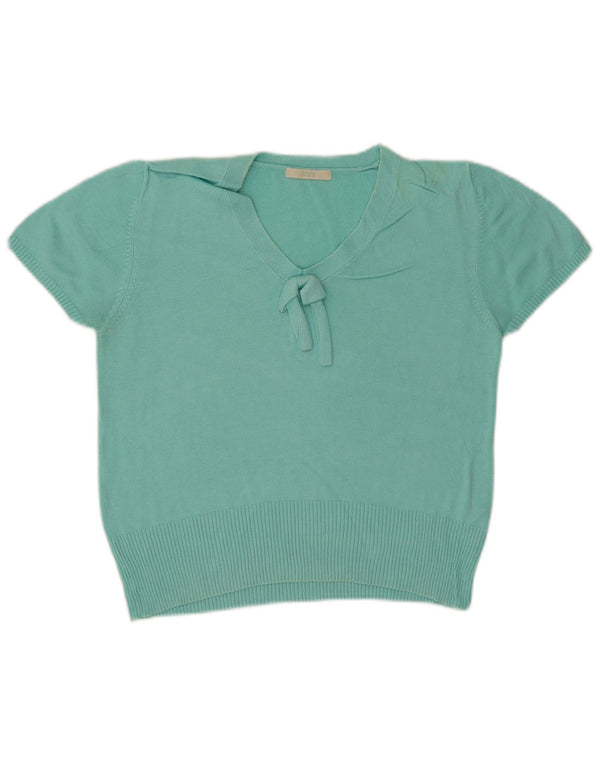 Marks & Spencer Dame Crop V-hals sweater UK 12 Medium Turkis