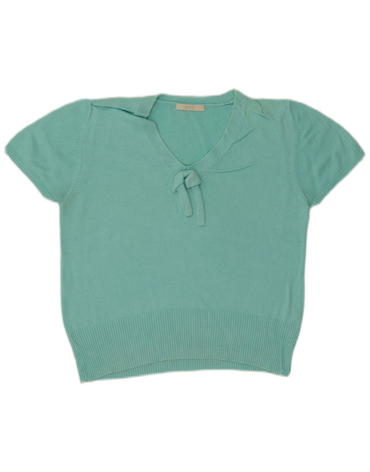 Marks & Spencer Dame Crop V-hals sweater UK 12 Medium Turkis