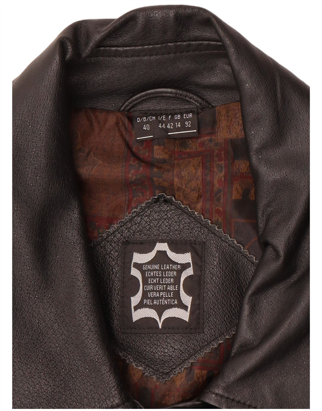 Vintage læderjakke til kvinder UK 14 Stor sort læder