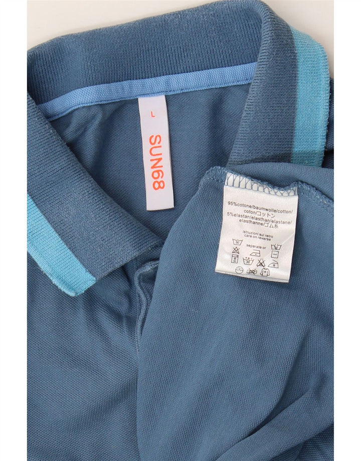 Sun68 Herre poloshirt Stor blå bomuld