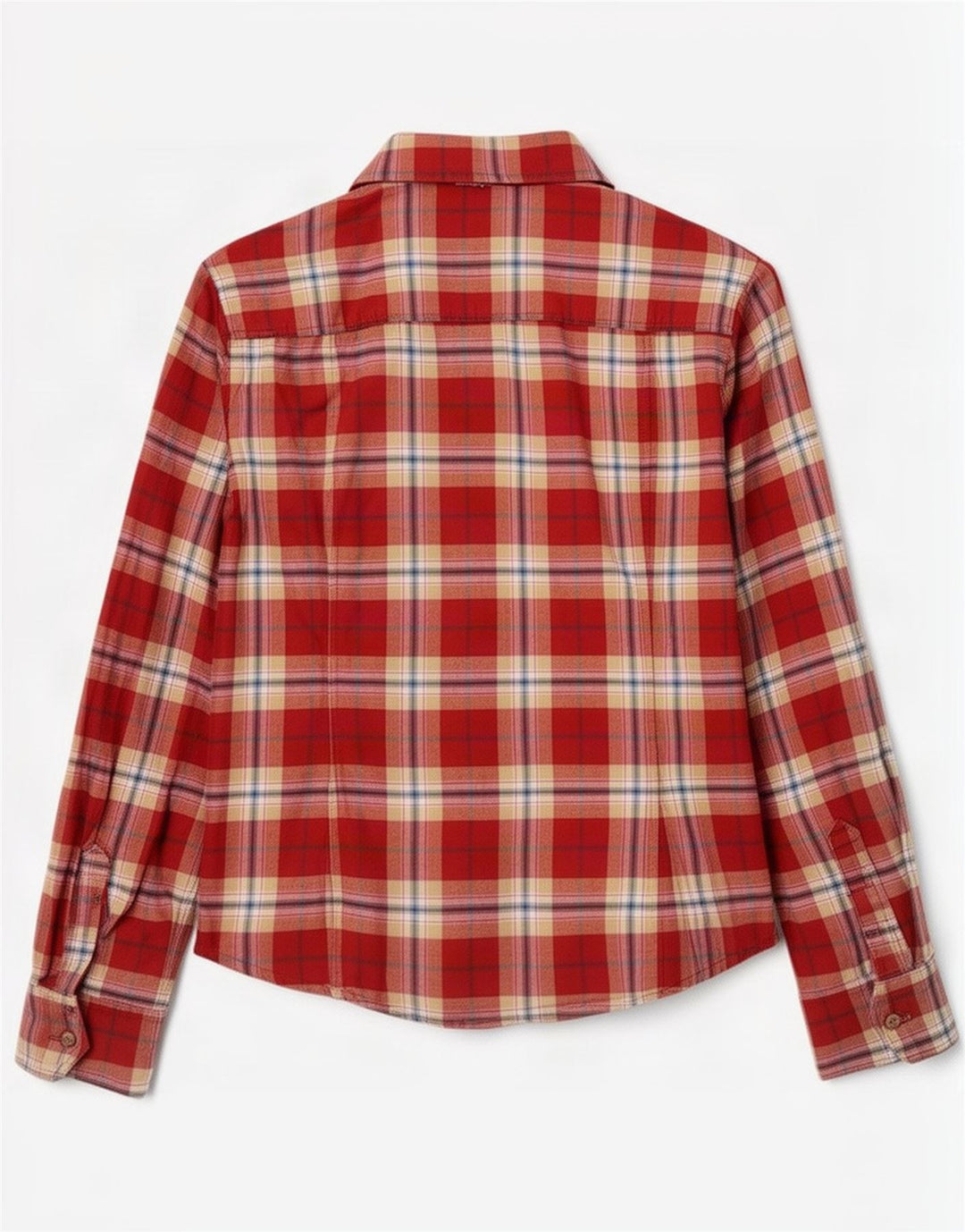 Benetton Womens Military Flanell Shirt UK 12 Medium Red Check